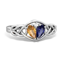 Citrine Celtic Love Knot 14K White Gold ring R5420