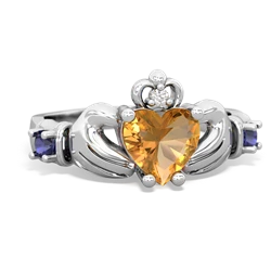 Citrine Claddagh Keepsake 14K White Gold ring R5245