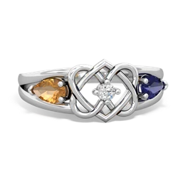 Citrine Hearts Intertwined 14K White Gold ring R5880