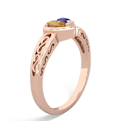 Citrine Filligree 'One Heart' 14K Rose Gold ring R5070