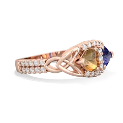 Citrine Sparkling Celtic Knot 14K Rose Gold ring R2645