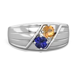 Citrine Men's Streamline 14K White Gold ring R0460