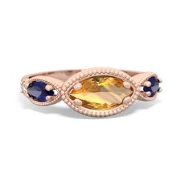 Citrine Milgrain Marquise 14K Rose Gold ring R5700