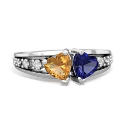 Citrine Heart To Heart 14K White Gold ring R3342