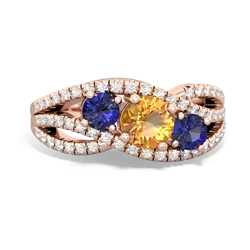 Citrine Three Stone Aurora 14K Rose Gold ring R3080