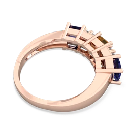 Citrine Three Stone Diamond Cluster 14K Rose Gold ring R2592