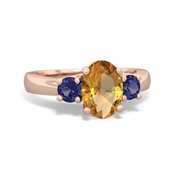 Citrine Three Stone Oval Trellis 14K Rose Gold ring R4024