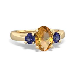 Citrine Three Stone Oval Trellis 14K Yellow Gold ring R4024