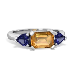 Citrine Three Stone 14K White Gold ring R5235