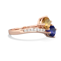 Citrine Channel Set Two Stone 14K Rose Gold ring R5303