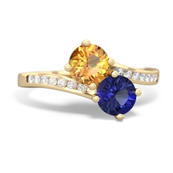 Citrine Channel Set Two Stone 14K Yellow Gold ring R5303