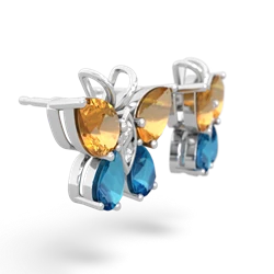 Citrine Butterfly 14K White Gold earrings E2215