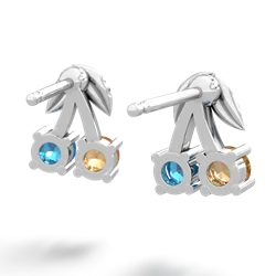 Citrine Sweet Cherries 14K White Gold earrings E7001