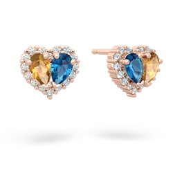 Citrine Halo 14K Rose Gold earrings E7008