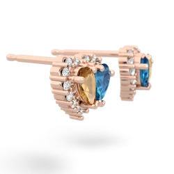 Citrine Halo 14K Rose Gold earrings E7008