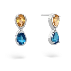 Citrine Infinity 14K White Gold earrings E5050