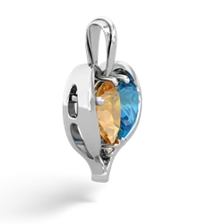 Citrine Two Become One 14K White Gold pendant P5330