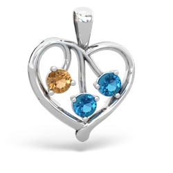 Citrine Glowing Heart 14K White Gold pendant P2233