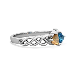 Citrine Heart To Heart Braid 14K White Gold ring R5870