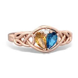 Citrine Celtic Love Knot 14K Rose Gold ring R5420