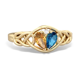 Citrine Celtic Love Knot 14K Yellow Gold ring R5420