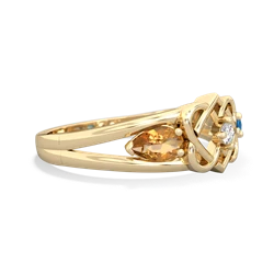 Citrine Hearts Intertwined 14K Yellow Gold ring R5880