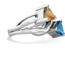 Citrine Split Band Swirl 14K White Gold ring R2341