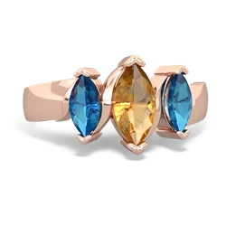 Citrine Three Peeks 14K Rose Gold ring R2433