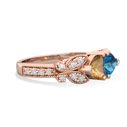 Citrine Diamond Butterflies 14K Rose Gold ring R5601