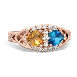 Citrine Sparkling Celtic Knot 14K Rose Gold ring R2645