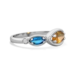 Citrine Milgrain Marquise 14K White Gold ring R5700