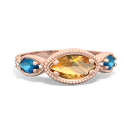 Citrine Milgrain Marquise 14K Rose Gold ring R5700