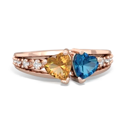 Citrine Heart To Heart 14K Rose Gold ring R3342