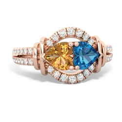 Citrine Art-Deco Keepsake 14K Rose Gold ring R5630