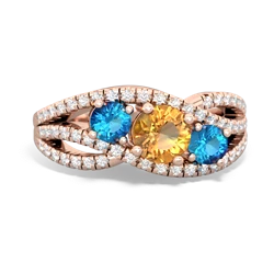 Citrine Three Stone Aurora 14K Rose Gold ring R3080