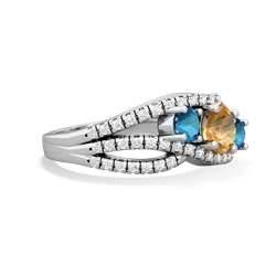 Citrine Three Stone Aurora 14K White Gold ring R3080