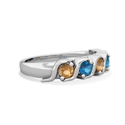 Citrine Anniversary Band 14K White Gold ring R2089