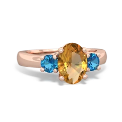 Citrine Three Stone Oval Trellis 14K Rose Gold ring R4024