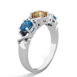 Citrine Hugs And Kisses 14K White Gold ring R5016