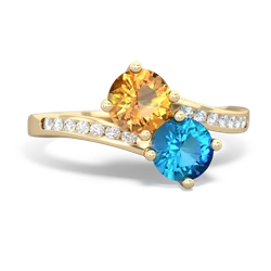 Citrine Channel Set Two Stone 14K Yellow Gold ring R5303