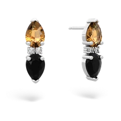 Citrine Bowtie Drop 14K White Gold earrings E0865