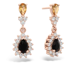 Citrine Halo Pear Dangle 14K Rose Gold earrings E1882