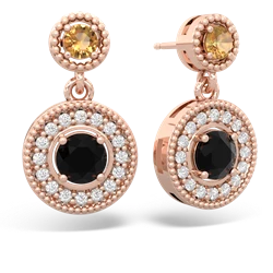 Citrine Halo Dangle 14K Rose Gold earrings E5319