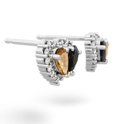Citrine Halo 14K White Gold earrings E7008