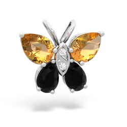 Citrine Butterfly 14K White Gold pendant P2215