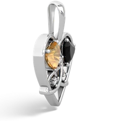 Citrine Celtic Trinity Heart 14K White Gold pendant P5331