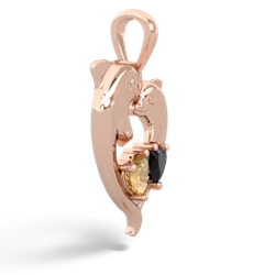 Citrine Dolphin Heart 14K Rose Gold pendant P5820