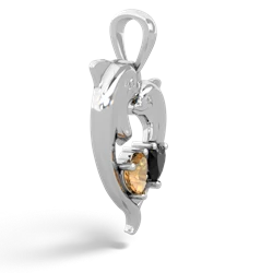 Citrine Dolphin Heart 14K White Gold pendant P5820