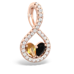 Citrine Pave Twist 'One Heart' 14K Rose Gold pendant P5360