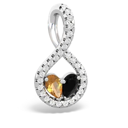 Citrine Pave Twist 'One Heart' 14K White Gold pendant P5360